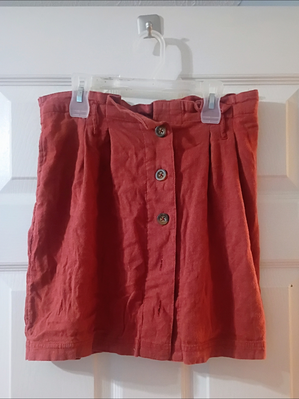Button-Front Rust Orange Women's Skirt